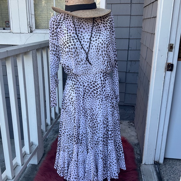 Vintage Jack Bryan polka dot long dolman sleeve full dres size 4 - Picture 4 of 16